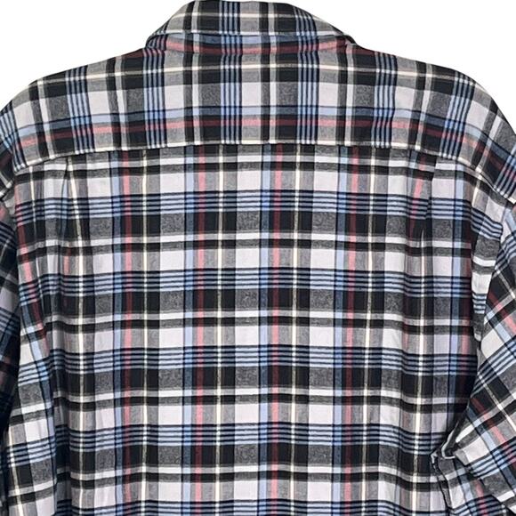 Brax Shirt Men's XXL Cozy Light Flannel 100% Cotton Navy Plaid Modern Fit NEW - Picture 4 of 7